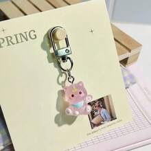 Cute Cat Element 1pc Cute Cartoon Cat Charm Heart & Bow Beaded Phone Strap Personalized CCD Camera Accessory Spring Birthday Gift - Multicolor - View 10
