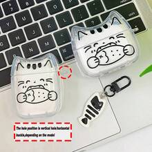 一套韩版ins风方形猫耳鱼线吊坠耳机盒，兼容苹果1/2代、新款3代、Pro 2 - 彩色 - 查看 1