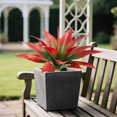 Agave Artificial Outdoor Plants - Large UV Resistant Faux Succulents Indoor No Pot Realistic Red Fake Agave Plant For Front Porch Planter Yard Garden Artificial Agave Plants,Large UV Resistant Fake Agave Planters For Indoor And Outdoor Decorating Tropical Plant Succulents Greenery Indoor Decor