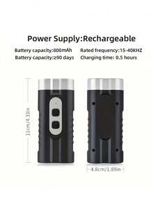 USB充电式超声波驱狗器，双核高功率止吠器，带LED手电筒，便携式户外防咬装置，迷你超声波驱狗器，远距离双核驱狗器，充电版（不含适配器） - 彩色 - 查看 11