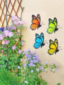 2 Chiếc Bướm Kim Loại Nhiều Màu Sắc Trang Trí Tường - Trang Trí Nghệ Thuật Bướm Mùa Xuân & Hè Ngoài Trời, Đồ Thủ Công Mỹ Nghệ Thuật Bằng Sắt, Đồ Trang Trí Treo Cho Hàng Rào, Ban Công, Sân Sau, Trong Nhà, Hiên Nhà và Sân Trong. - A - Xem 3