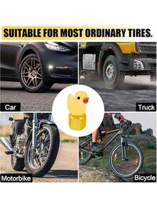 4/2 Packs Cute Duck Tire Valve Caps, Glow In The Dark Tire Valve Caps, Interesting And Practical Tire Decoration, Can Be Used For Cars, Motorcycles, Trucks, And Bicycles - Multicolor - View 2