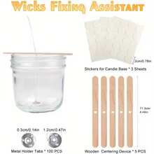 111Pcs Candle Making Tool Set With Wick Holder, Metal Wicks, Wooden Sticks, Stainless Steel Melting Pot & Candle Wicks (1300oz) - DIY Candle Craft Kit For Beginners & Professional - 111Pcs Candle Tool - View 6