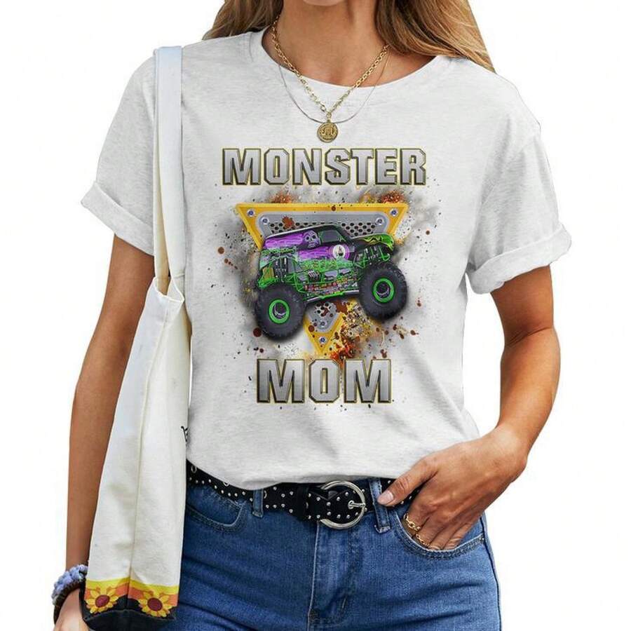 Monster Truck Mom Monster Truck Are My Jam Truck Lovers For Mom Women T-Shirt - trắng - Xem 1