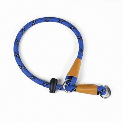 1件装反光绳训练狗项圈，尼龙编织防拉扯快拆圆绳项圈，带可调节止动器，适用于中大型犬