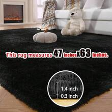 eluckya Plush And Thick Long-Pile Carpet, Super Soft And Comfortable Rug, Non-Slip Thick Pile Carpet, Suitable For Bedrooms, Living Rooms, Bathrooms, Dorm Rooms, Room Decor, Kitchen Essentials, Family Gatherings, Valentine's Day, Birthday Parties, Home Decor, Bedroom Decor. - 黑色 - 查看 11