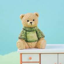 Cute Teddy Bear Statues With Knitted Sweaters, Small Resin Ornaments For Desk & Shelf - A - View 11