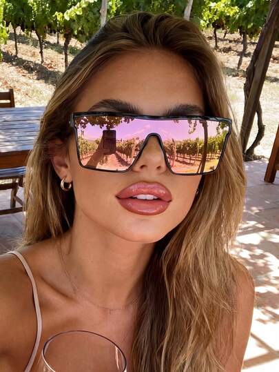 1 Cặp kính râm unisex Dopamine Powder Tinted, kiểu dáng cổ điển thời trang, lý tưởng cho du lịch ngoài trời, bãi biển, đám cưới, tiệc bãi biển, khiêu vũ và các hoạt động ngoài trời.