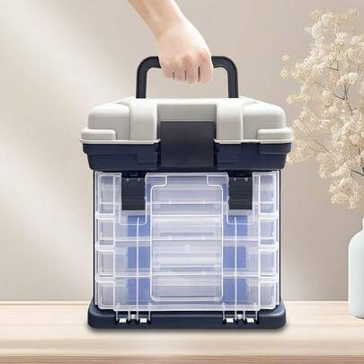 Multifunctional Fishing Tackle Box, Portable Handheld Drawer-Style Storage Box For Fishing Gear And Hardware Tools