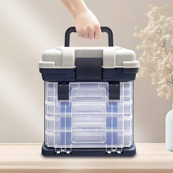 Multifunctional Fishing Tackle Box, Portable Handheld Drawer-Style Storage Box For Fishing Gear And Hardware Tools