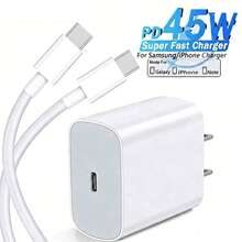 20W快速充电适配器充电器套装，含6.6英尺/3.3英尺Type-C快速充电线，兼容 17/16/15 Pro Max/Plus。 - 美規A型插(110-127V) - 查看 1