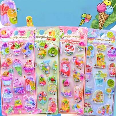 1 miếng dán hình kẹo trái cây, miếng dán niêm phong chai nước hình pha lê lấp lánh, miếng dán trang trí dập nổi vui nhộn cho chai nước, tủ lạnh, ốp điện thoại, sổ tay, album ảnh, phần thưởng và quà tặng thủ công.