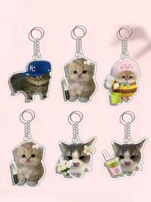 1 pieza Llavero de gato de acrílico orgánico, llavero de gato lindo, colgante de animal de acrílico orgánico, accesorio pequeño, dije para bolso, llavero de coche, cordón para llaves, llavero, accesorios para llavero, llavero, llavero de pareja, llavero de hombre, llavero de mujer, regalo de cumpleaños, regalo para amigo, regalo de vacaciones, recuerdo de evento, obsequio de fiesta para madre, padre, graduación y maestro - Multicolor - Ver 1