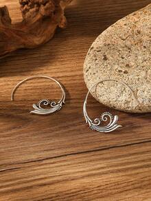 New European And American Style Red Zirconia Antique Earrings, Unique And Exaggerated Vintage Jewelry - 銀色 - 查看 2