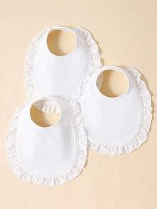 3pcs Baby Ruffle Trim Casual Bib For Daily Life - White - View 8