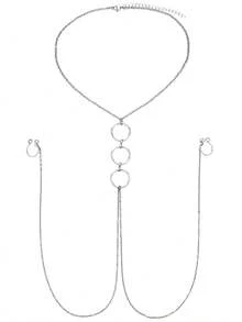 1pc Fake Nipple Piercing With Chain Fake Nipple Rings For Women Sexy Non Piercing Nipple Ring With Necklaces Adjustable Nipple Fake Nipple Ring Non Piercing Nipple Jewelry - Silver - View 5