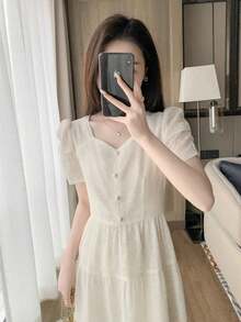 Women Midi Dresses - White - View 3