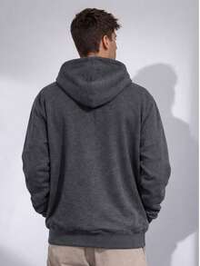 Basic Plain Thick Sweatshirt For Cold Weather, Unisex - 深灰色 - 查看 3