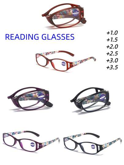 【眼镜盒需另购】3副可折叠老花镜，女士迷你便携折叠老花镜