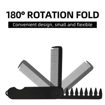 2-In-1 Men's Folding Comb, Oil Head Comb, Back Comb, Wide-Tooth Texture Styling Comb, Portable Travel Folding Comb