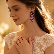 2个闪亮水晶吊坠316不锈钢耳塞 | 优雅耳扩 | 低过敏性身体饰品，适合婚礼和派对 - style-1 - 查看 4