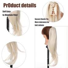 Tóc giả đuôi ngựa dài 18 inch bằng sợi tổng hợp, kiểu tóc thời trang cho nữ, tóc dài buộc cao, màu vàng nhạt, nhiều lớp, hơi xoăn tự nhiên. - Nhiều màu - Xem 5