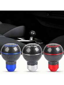 1pc Universal Leather 5-Speed Shift Knob, Racing Aluminum Manual Transmission Gear Shift Lever, Car Accessories - A - View 1