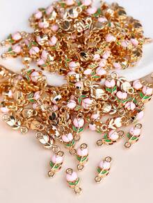 10/20/50/100个镀金双层花朵蝴蝶结吊坠，DIY项链手链耳环首饰配件 - 彩色 - 查看 35