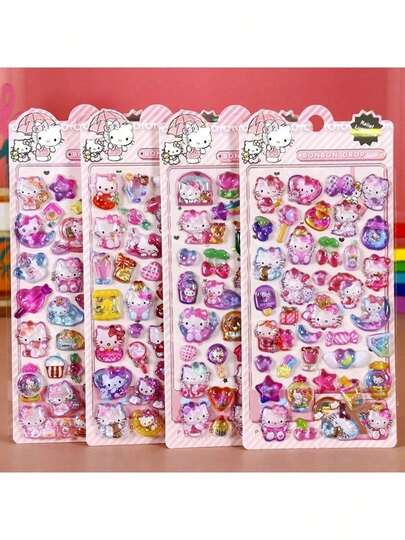 （部分款式可能存在色差，随机发货）卡通彩虹浮雕贴纸、可爱宠物贴纸、装饰贴纸、装饰水晶彩色浮雕3D贴纸、趣味3D贴纸、泡泡贴纸、可爱动物贴纸