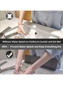 Household Countertop Splash Guard, Easy To Clean; Sink Splash Baffle - Soft, Easy To Install And Clean, Classic Design Prevents Water Splashing, Protects Clothing And Other Items From Water Damage During Washing; Suitable For Kitchen And Bathroom Sinks, Splash Guard Protects Countertops. Smooth Surface Covering, Easy-To-Clean Material. - Multicolor - View 5