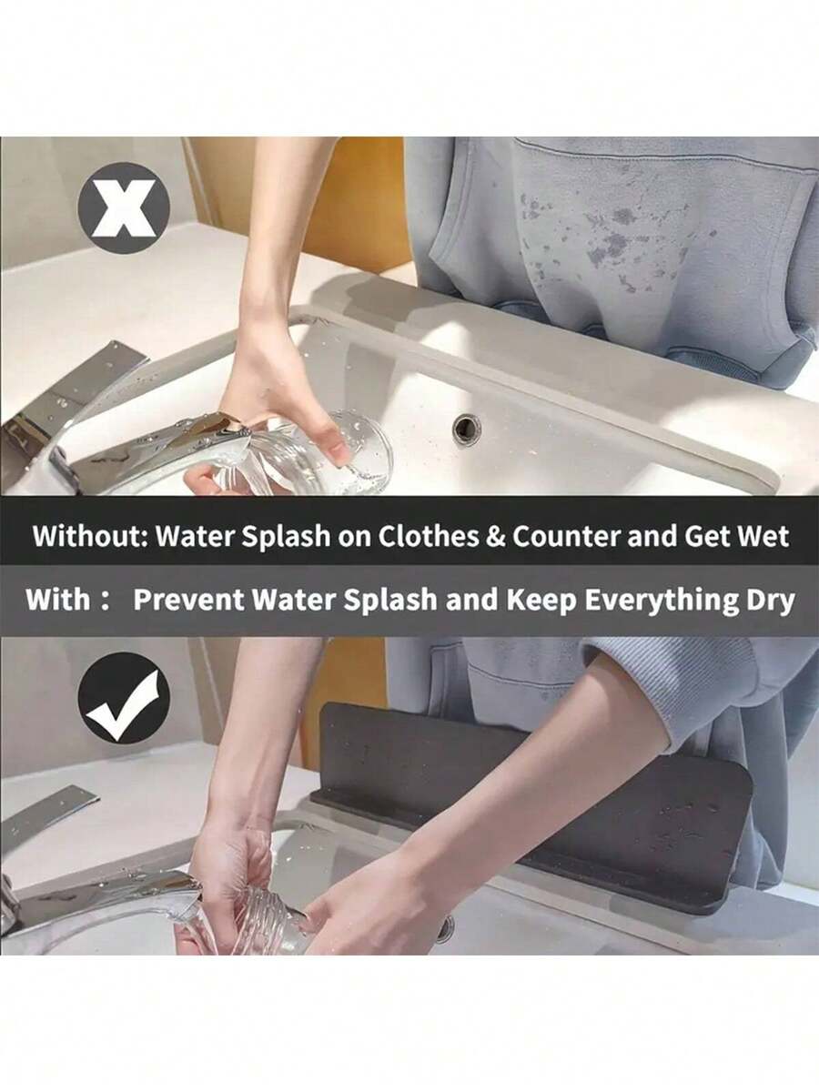 家用台面防溅挡板，易于清洁；水槽防溅挡板 - 柔软易安装易清洁，经典设计，防止水花飞溅，保护衣物和其他物品在洗涤过程中免受水渍损坏；适用于厨房和浴室水槽，防溅挡板保护台面。表面光滑，易于清洁。