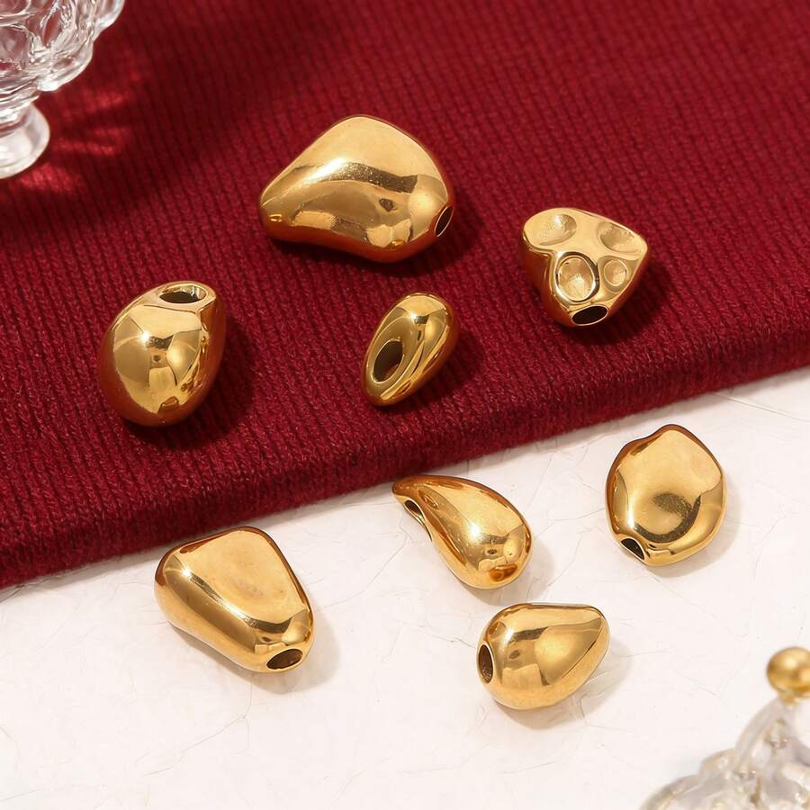 1/5颗不锈钢不规则散珠，用于珠宝制作DIY隔珠手链项链珠宝工艺用品配件 - 彩色 - 查看 1