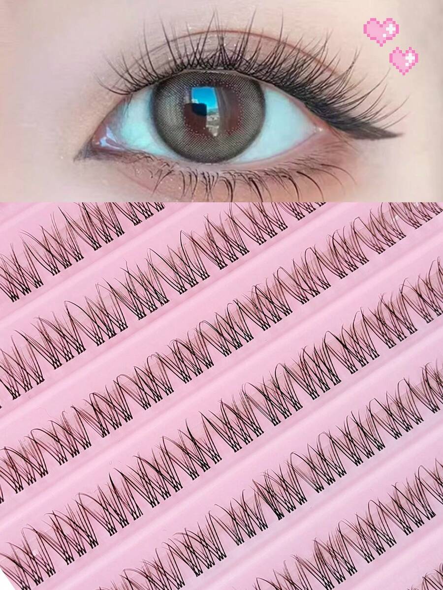 Rikuaild 120Pcs Manga Individual Lash Clusters, Manga Style&Natural Look False Eyelashes C Curl DIY Lashes, Natural, Wispy, Waterproof, Cross, Cat Eye, Doll Styles, 11-13mm Length, Beginner Friendly, Strip For Easy Application Lash Clusters, Lashes Cluters, Eyelash Clusters, Individual Eyelashes, Lashes, Fake Lashes - C - View 1