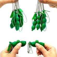 Pea Pod Squeeze Fidget Keychain - Edamame Stress Relief Toy For Skin Picking & Anxiety, Portable 2-Color Decompression Pea Bean Keyring, Fun Party Favor & Sensory Toy For All Ages(Light Green) - Green - View 1