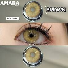 AMARA 1 Pair Of New Color Black Lenses Fashionable Blue Green Lenses Gray Annual Disposable Brown Halloween Costume Character Role-Playing - ESTONIA-bROWN - View 3