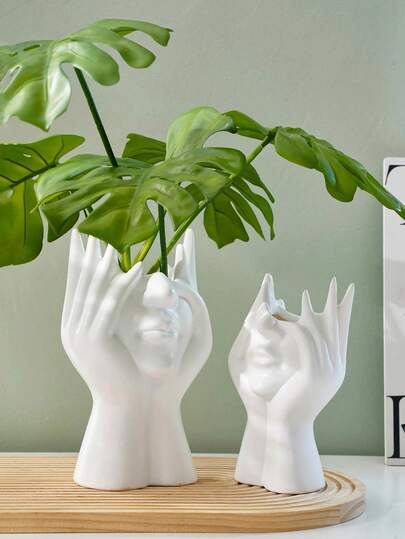 树脂手捧脸形花瓶，适用于家居装饰、房间装饰、家用物品、办公室/宿舍、花园、旗帜、花盆、泳池和花瓶；婚礼装饰、家居装饰、派对装饰，也是送给朋友和家人的理想礼物。
