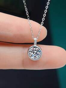 4pcs 925 Silver 2.5ct Moissanite Necklace, Bracelet, Earrings Set, Elegant Fashion Jewelry Suitable For Women's Daily Wear, Party, Vacation, Wedding Anniversary, Gift - 銀色 - 查看 2