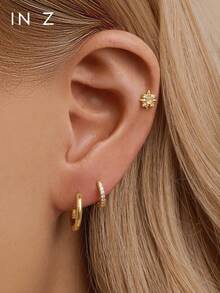 1 件 925 纯银四角星耳钉，镶嵌天然蛋白石 | 低过敏性耳钉 | 男女皆宜（1 件，非 1 对） - 彩色 - 查看 7