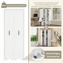 Extendable Shelving Unit On Casters – 4 Shelves, Reversible Left/Right, Made Of MDF, Maximum Load Of 20 Kg Per Shelf, Suitable For Use In The Bathroom, Kitchen Or Living Room, White - White - View 4