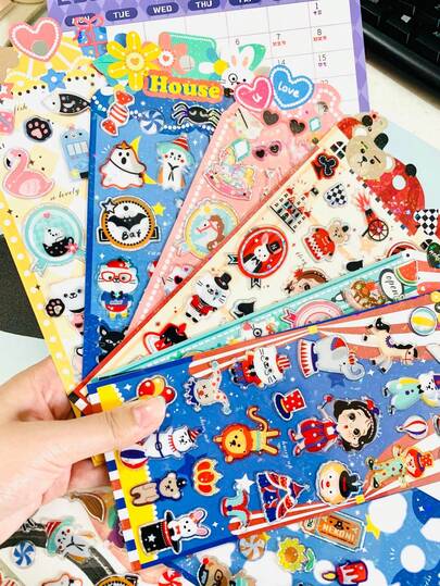 สติกเกอร์นูนรูปสัตว์น่ารัก 3 มิติ ลายละครสัตว์, สติ๊กเกอร์โฟมกาวหลากสีสันธีมงานรื่นเริง สำหรับสมุดบันทึก สมุดภาพ เคสโทรศัพท์ งานฝีมือ DIY, ชุดของขวัญเครื่องเขียนน่ารักสำหรับเด็กและวัยรุ่น ตกแต่งห้อง, ตกแต่งงานปาร์ตี้, ของขวัญวันเกิด, ของขวัญเทศกาลต่างๆ, ทันสมัย