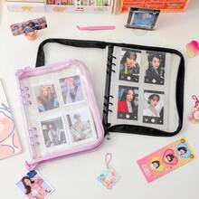 A5 Size Zipper Transparent Glitter Binder, Minimalist Fresh Notebook Set, Interchangeable Inner Pages Can Be Used As Sticker Book, Photo Organizer, Stamp Book, Album With Shimmering Starry And Aurora-Like Transparent Effect - A5 - View 7