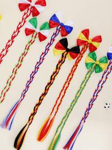 1pc High-Quality National Flag Color Braid Hair Clip, Cute & Cool Braided Hairpin For Fans, Party, Team Cheering Performance Decoration - Multicolor - View 2