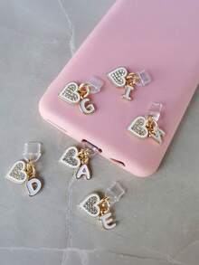Mặt dây chuyền hình trái tim đính đá, phụ kiện ngày Valentine, móc khóa điện thoại hình trái tim, nút chặn bụi cổng Type-C, chất liệu hợp kim. - Nhiều màu - Xem 4