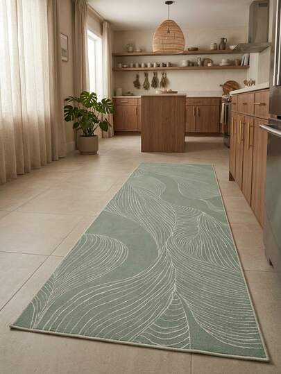 1 adet Modern Yaratıcı Zarif Kavisli - Geometrik Çizgili Soyut Tasarım Halı, Banyo, Mutfak, Giriş, Koridor, Yatak Başı, Oturma Odası, Yatak Odası İçin Uygun, Yumuşak ve Yıkanabilir, Ev Dekorasyonu