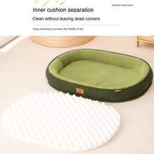 Oval-Shaped Pet Bed Set Made Of Plush Fleece Material, Washable Multi-Purpose Dog/Cat Bed, Warm Thick Anti-Moisture Soft Breathable Durable Scratch-Resistant, Suitable For Small/Medium/Large Cats And Dogs, All Season - Multicolor - View 4