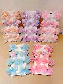 Cute Bowknot Hair Clips, Non-Damaging Princess Flower Bow Side Clips - Multicolor - View 5