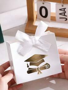4pcs Elegant Graduation Gift Bags With Gold Foil Diploma & Graduation Cap Patterns, Minimalist Candy Boxes, Chic Graduation & Holiday Celebration Decor - Multiple Styles - View 3
