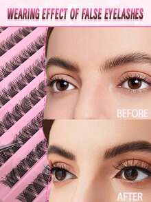 120/240 簇假睫毛，长度 8-16 毫米，自然纤细，D 卷度，浓密 DIY 假睫毛，适合淡妆/浓妆，日常使用和旅行，单根假睫毛（带镊子） - D - 查看 6