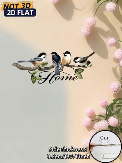 Tượng chim treo tường 2D phẳng, 1 chiếc, phong cách trang trí nghệ thuật, với thiết kế cành cây và chim, tác phẩm nghệ thuật treo tường độc đáo, phù hợp cho nhà cửa, sân vườn, ban công. Lý tưởng cho nhà mới, đám cưới, ngày Quốc khánh, trang trí Giáng sinh, trang trí chim, trang trí nhà cửa, quà tặng.