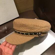 1Pc Women's New Vintage Fashion Flat Top Octagonal Hat Chain Decorated Duckbill Cap Naval Beret High-Quality Soft Breathable Skin-Friendly Adjustable Daily Wear Outdoor Travel Commute Street Party  Winter Outfits - 彩色 - 查看 6
